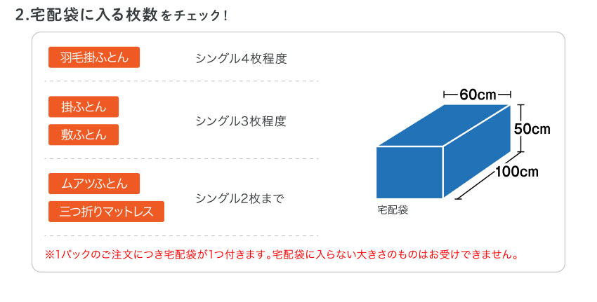 2.宅配袋に入る枚数をチェック！