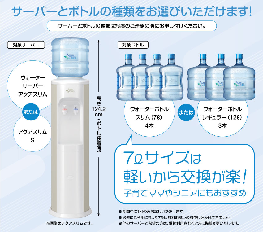 サーバーとボトルの種類をお選びいただけます!
