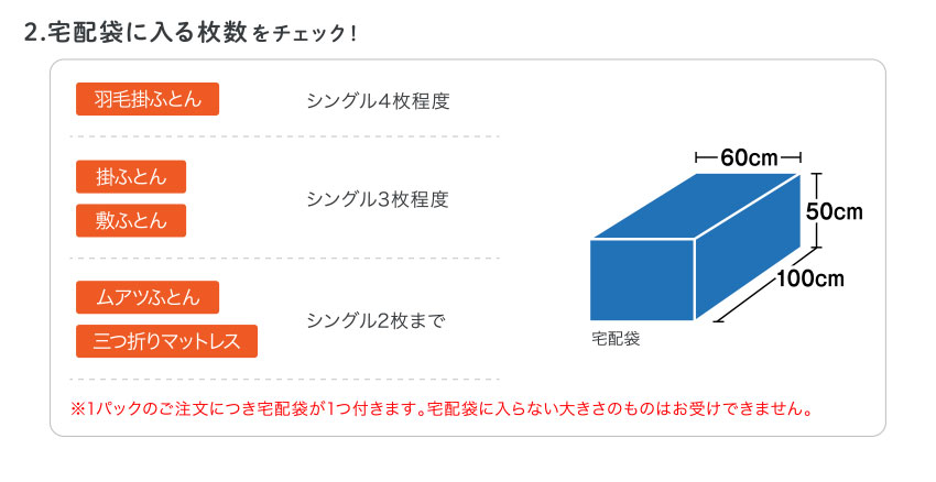 2.宅配袋に入る枚数をチェック！