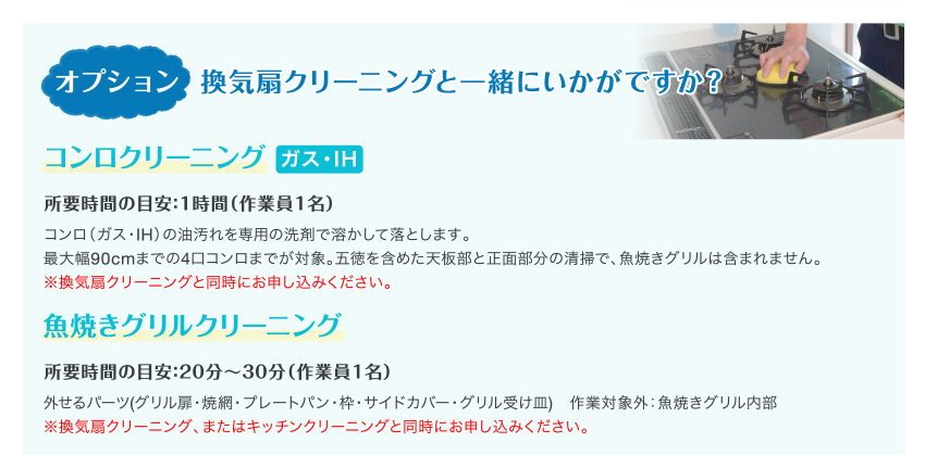 オプション 換気扇クリーニングと一緒にいかがですか？