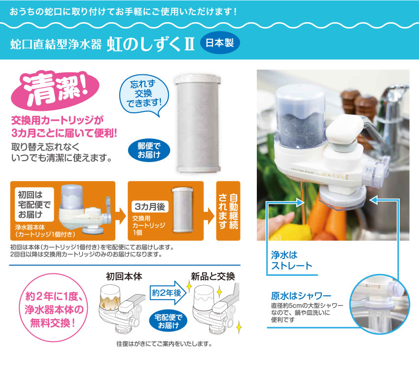 蛇口直結型浄水器 虹のしずくⅡ