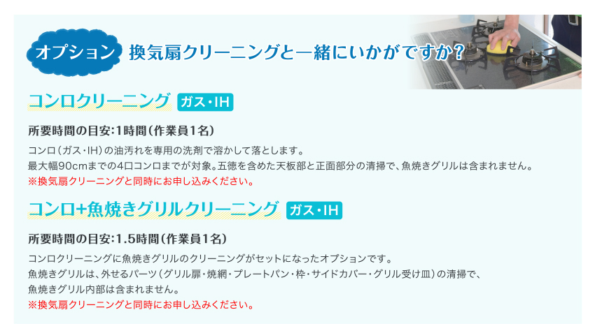 オプション 換気扇クリーニングと一緒にいかがですか？