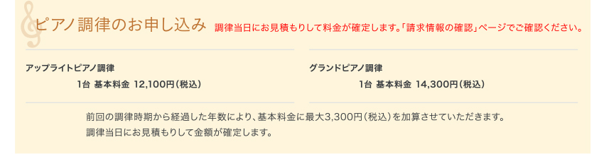 ピアノ調律のお申し込み